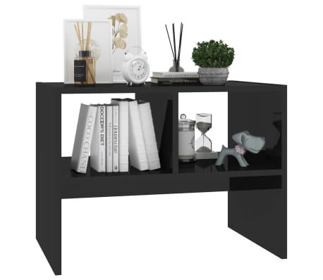 vidaXL Side Table High Gloss Black 60x40x45 cm Engineered Wood