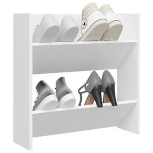 vidaXL Sieninė spintelė batams, balta, 60x18x60cm, MDP, blizgi