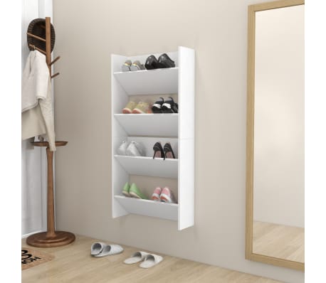 vidaXL Wall Shoe Cabinets 2 pcs White 23.6"x7.1"x23.6" Engineered Wood