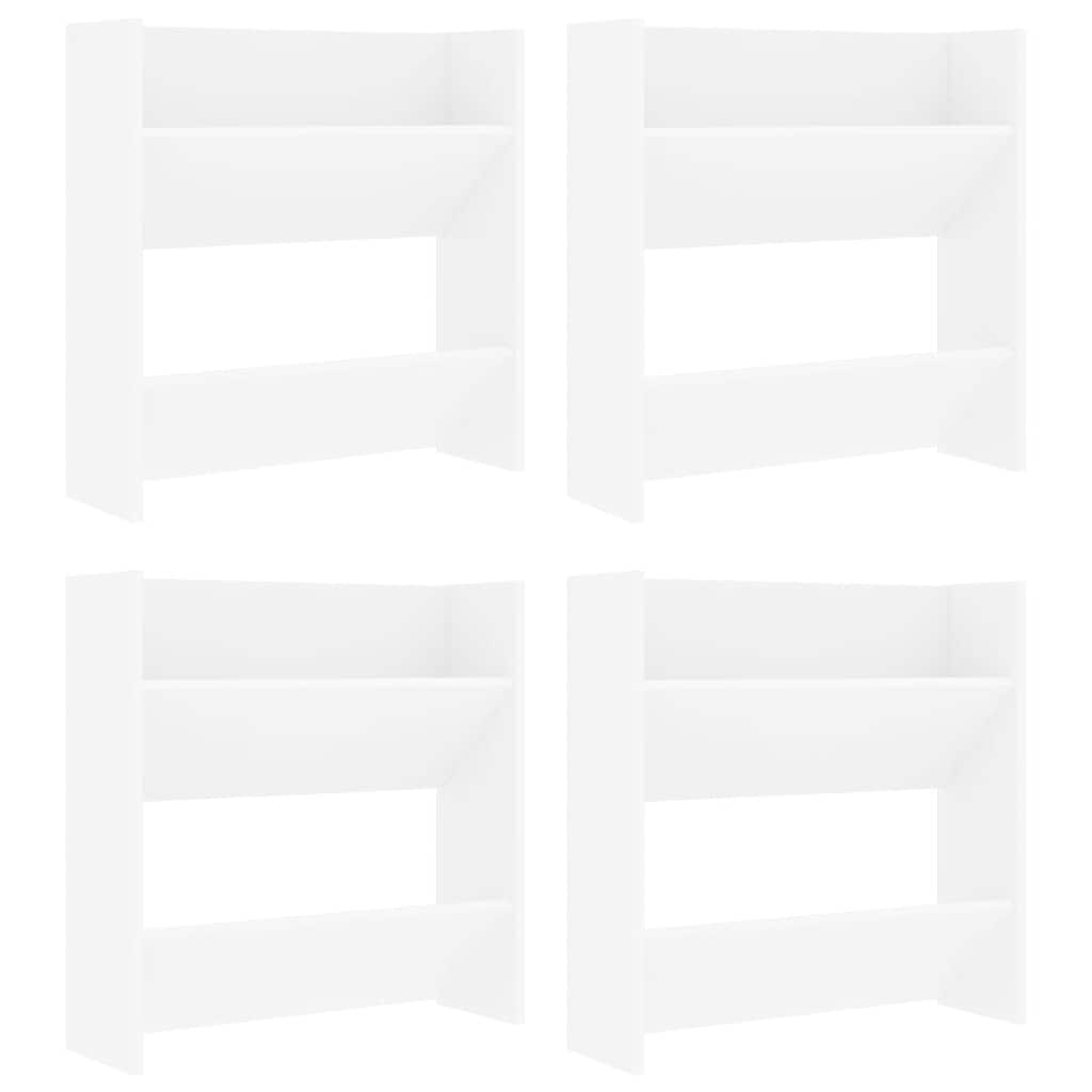 vidaXL Nástěnné botníky 4 ks bílé 60 x 18 x 60 cm dřevotříska