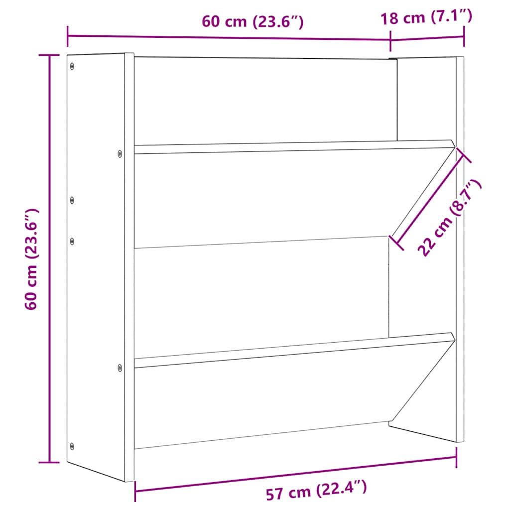 Stenska omara za čevlje 4 kosi bela 60x18x60 cm iverna pl. - slika 11