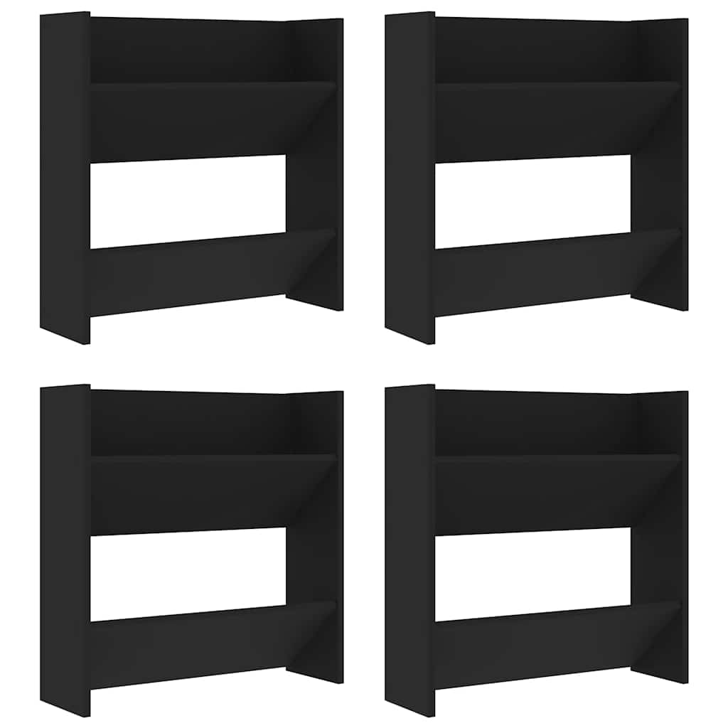 vidaXL Nástěnné botníky 4 ks černé 60 x 18 x 60 cm kompozitní dřevo
