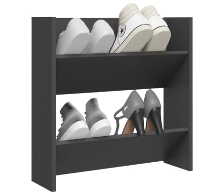 vidaXL Стенен шкаф за обувки, сив, 60x18x60 см, ПДЧ