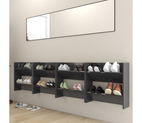 vidaXL Veggskoskap 4 stk grå 60x18x60 cm konstruert tre