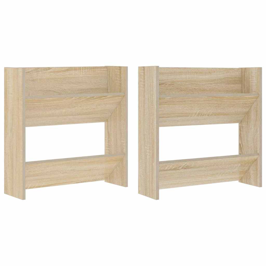 Thumbnail - vidaXL Wand-Schuhschränke 2 Stk. Sonoma-Eiche 60x18x60cm Holzwerkstoff