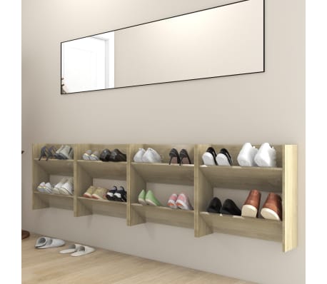 vidaXL Wall Shoe Cabinets 4 pcs Sonoma Oak 60x18x60 cmEngineered Wood