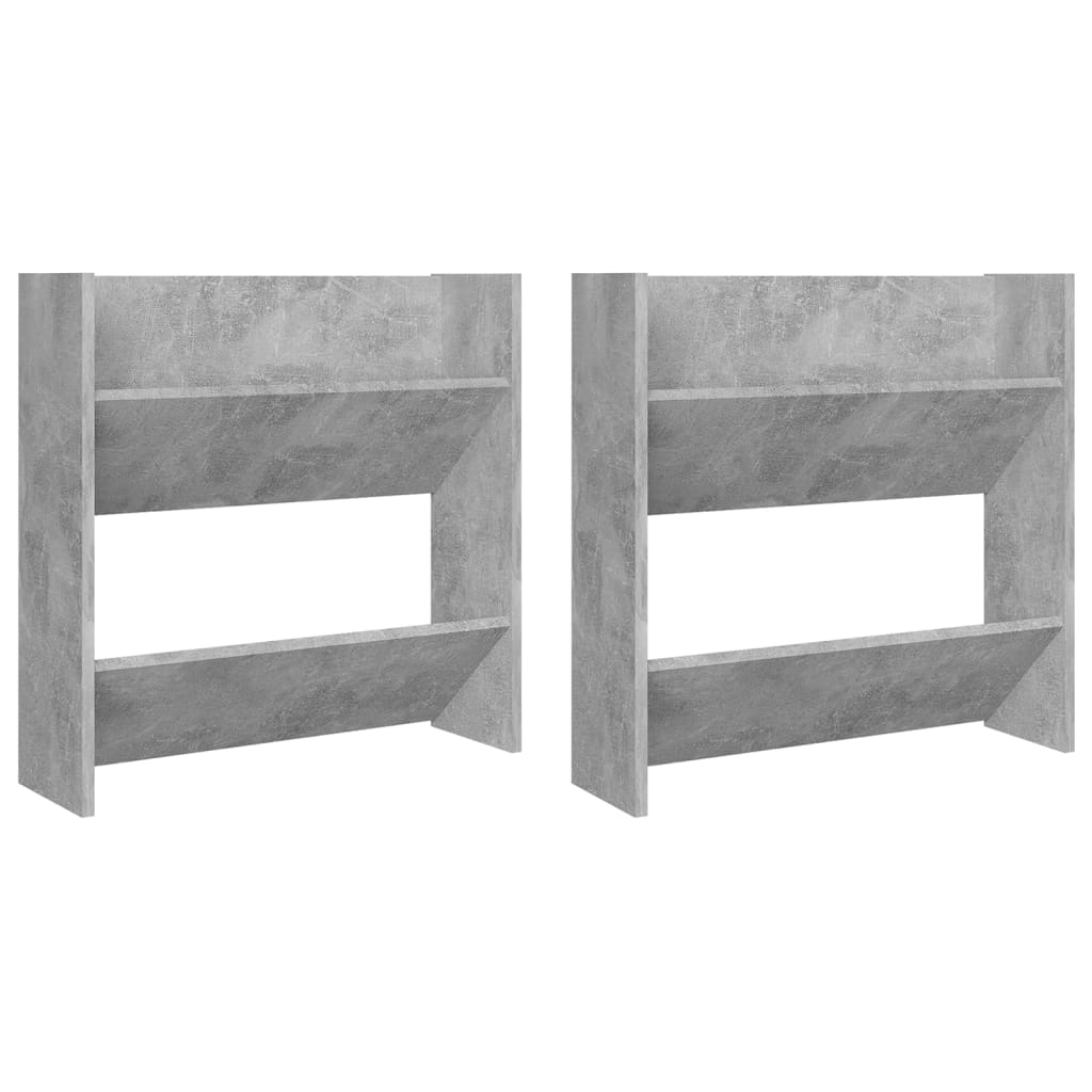 vidaXL Nástěnné botníky 2 ks betonově šedé 60 x 18 x 60 cm dřevotříska