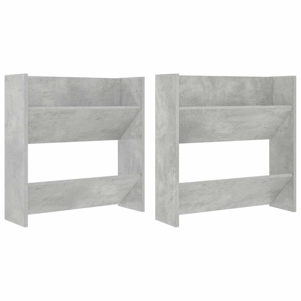 vidaXL Nástěnné botníky 2 ks betonově šedé 60 x 18 x 60 cm dřevotříska