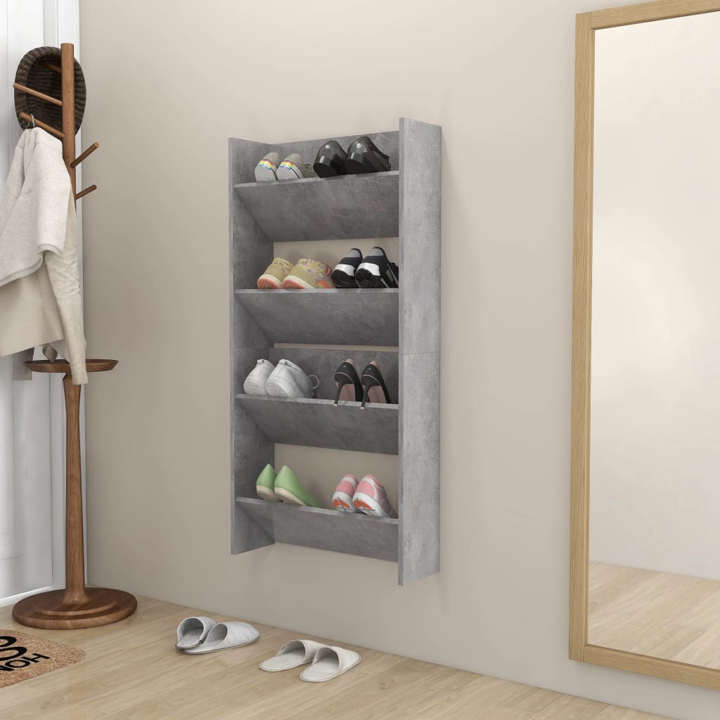vidaXL Wandschoenenkasten 2 st 60x18x60 cm spaanplaat betongrijs