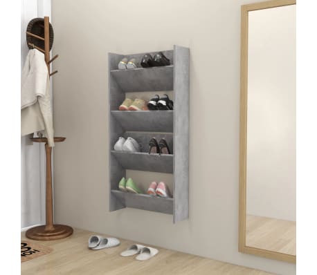 vidaXL Wall Shoe Cabinets 2 pcs Concrete Grey 60x18x60 cm Engineered Wood