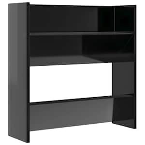 Nástěnný botník černý vysoký lesk 60x18x60 cm kompozitní dřevo - obrázek 2