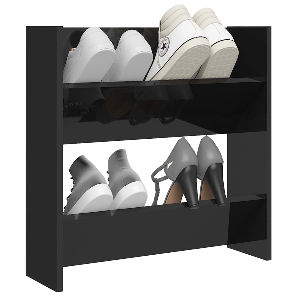 

vidaXL Wandschoenenkast 60x18x60 cm spaanplaat hoogglans zwart