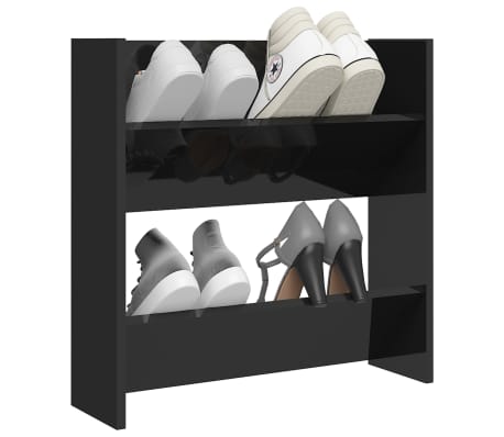 vidaXL Zidni ormarić za cipele visoki sjaj crni 60 x 18 x 60 cm drveni
