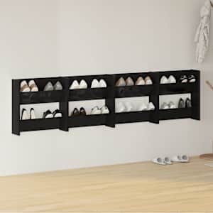 Stenske omare za čevlje 4 kosi visok sijaj črne 60x18x80 cm