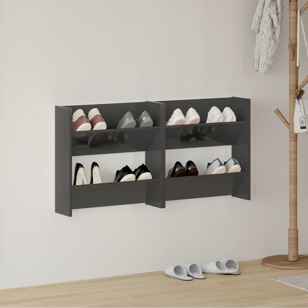 vidaXL P�ki �cienne na buty, 2 szt., szare z po�yskiem, 60x18x60 cm