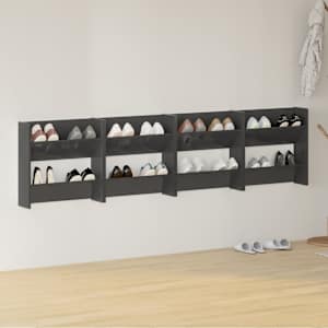 Stenske omare za čevlje 4 kosi visok sijaj sive 60x18x60 cm