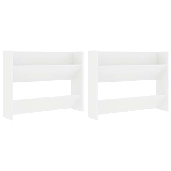 vidaXL seina kingakapp 2 tk k&otilde;rgl&auml;ige valge 80x18x60 cm puitlaastplaat