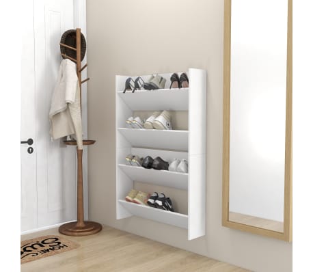 vidaXL Wall Shoe Cabinet 2 pcs White 80x18x60 cm Engineered Wood