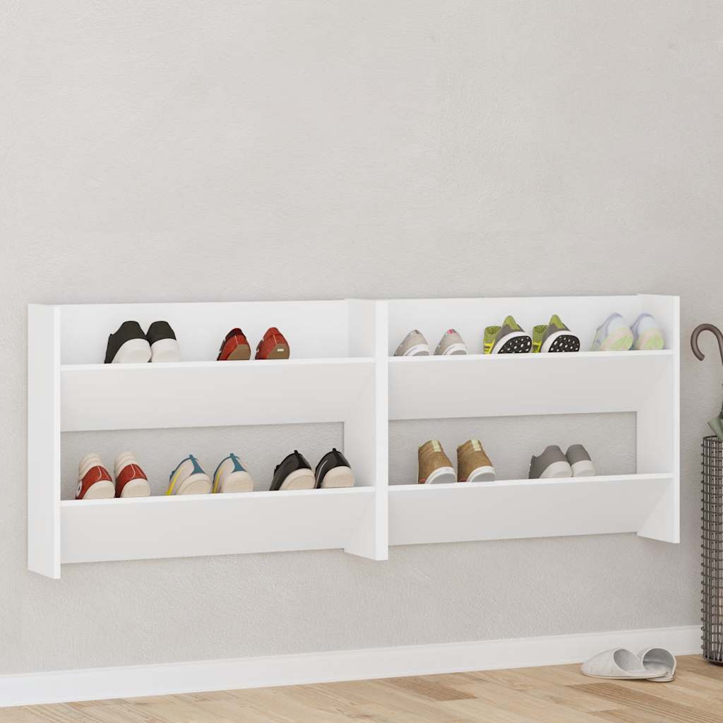vidaXL Pantofare de perete, 2 buc., alb, 80x18x60 cm, PAL