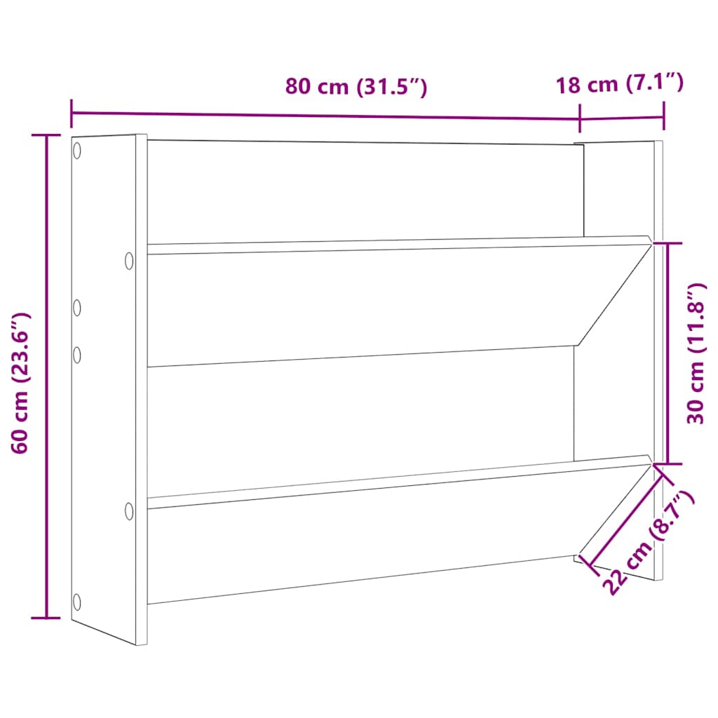 Wandschoenenkast 80x18x60 cm bewerkt hout zwart image 10