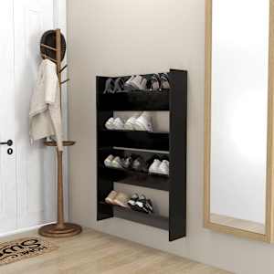 vidaXL Veggskoskap 2 stk svart 80x18x60 cm sponplate