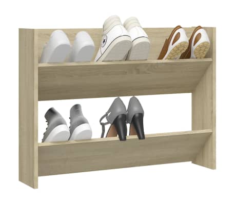 vidaXL Wall Shoe Cabinet Sonoma Oak 80x18x60 cm Engineered Wood
