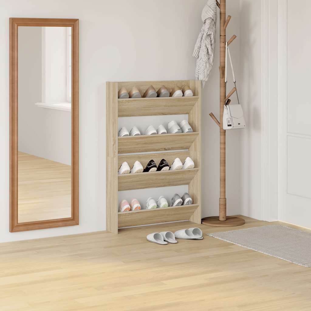Thumbnail - vidaXL Wand-Schuhschränke 2 Stk. Sonoma-Eiche 80x18x60cm Holzwerkstoff