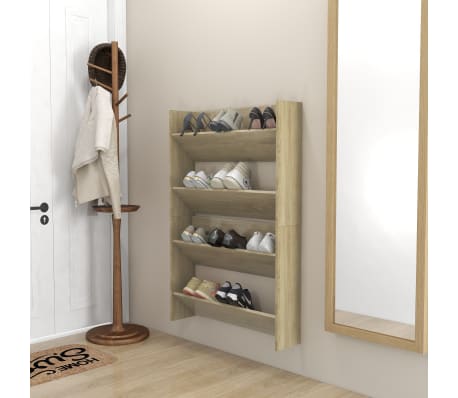 vidaXL Wall Shoe Cabinets 2 pcs Sonoma Oak 31.5"x7.1"x23.6" Engineered Wood