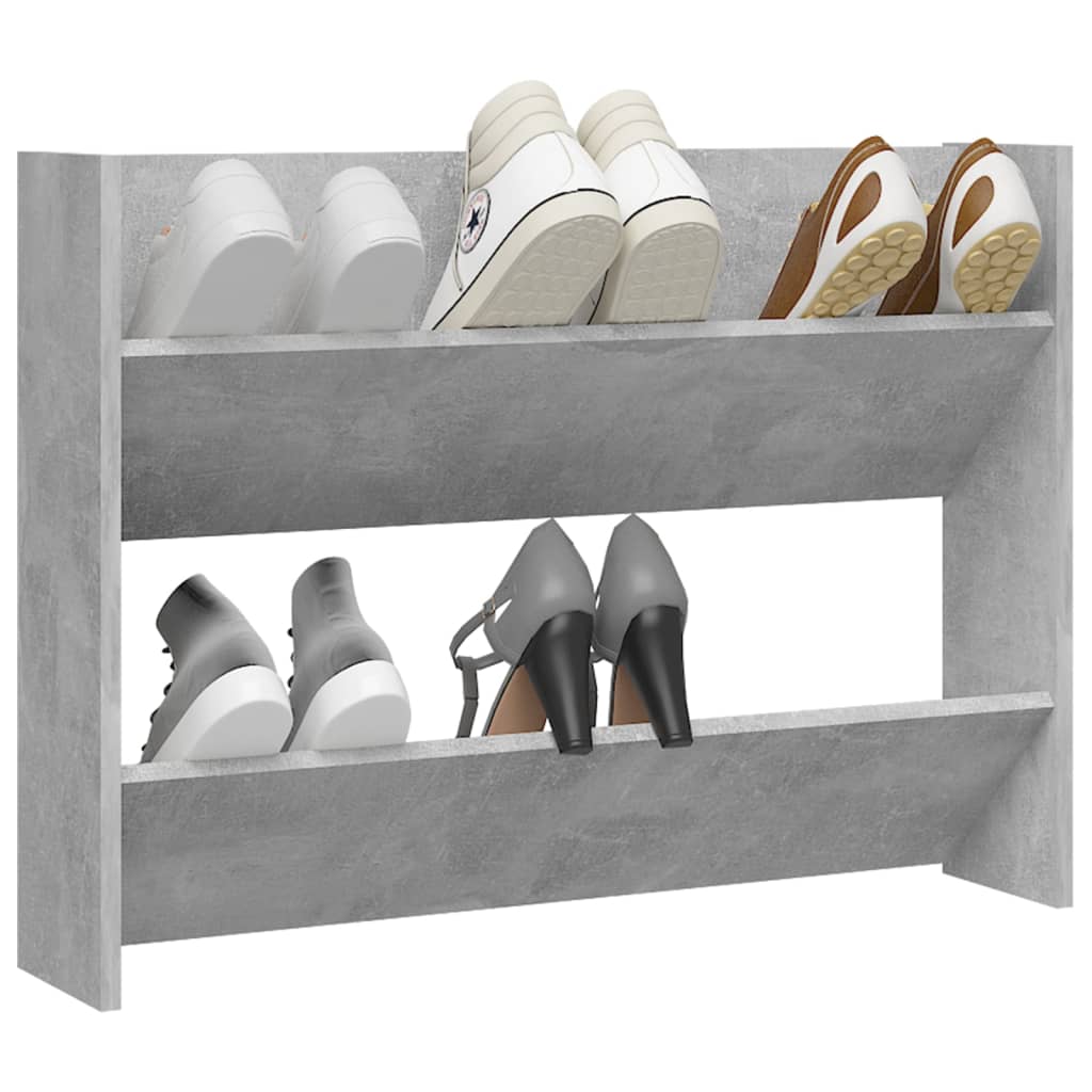 vidaXL Wandschoenenkast 80x18x60 cm bewerkt hout betongrijs afbeelding
