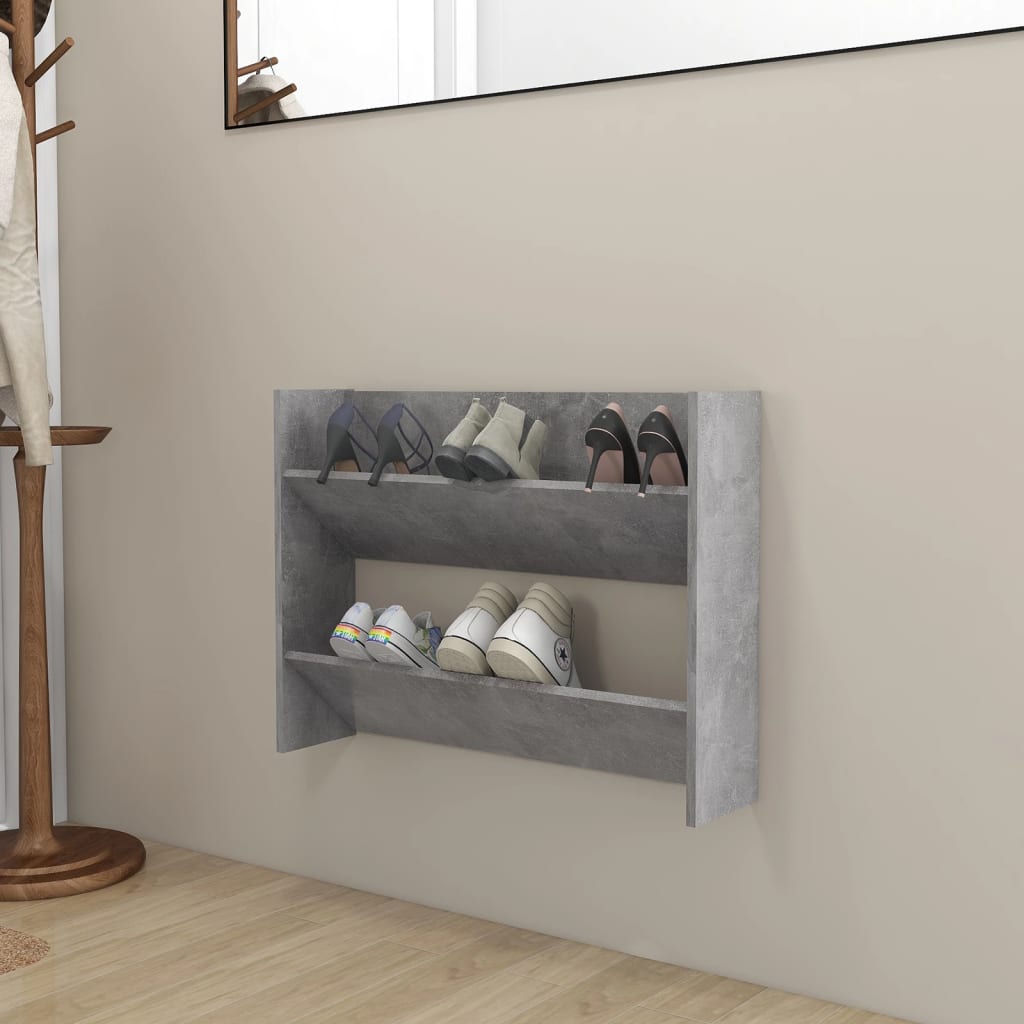 vidaXL Pantofar de perete, gri beton, 80x18x60 cm, lemn prelucrat