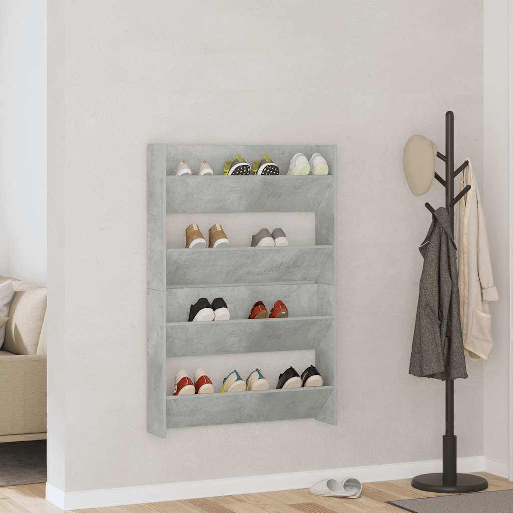 vidaXL Pantofare de perete, 2 buc., gri beton, 80x18x60 cm, PAL