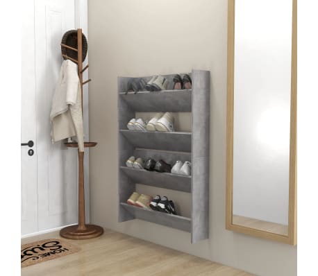 vidaXL Wall Shoe Cabinets 2 pcs Concrete Grey 80x18x60 cm Engineered Wood