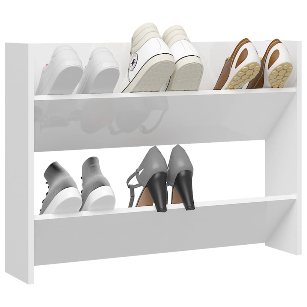 vidaXL Wall Shoe Cabinet High Gloss White 80x18x60 cm Engineered Wood