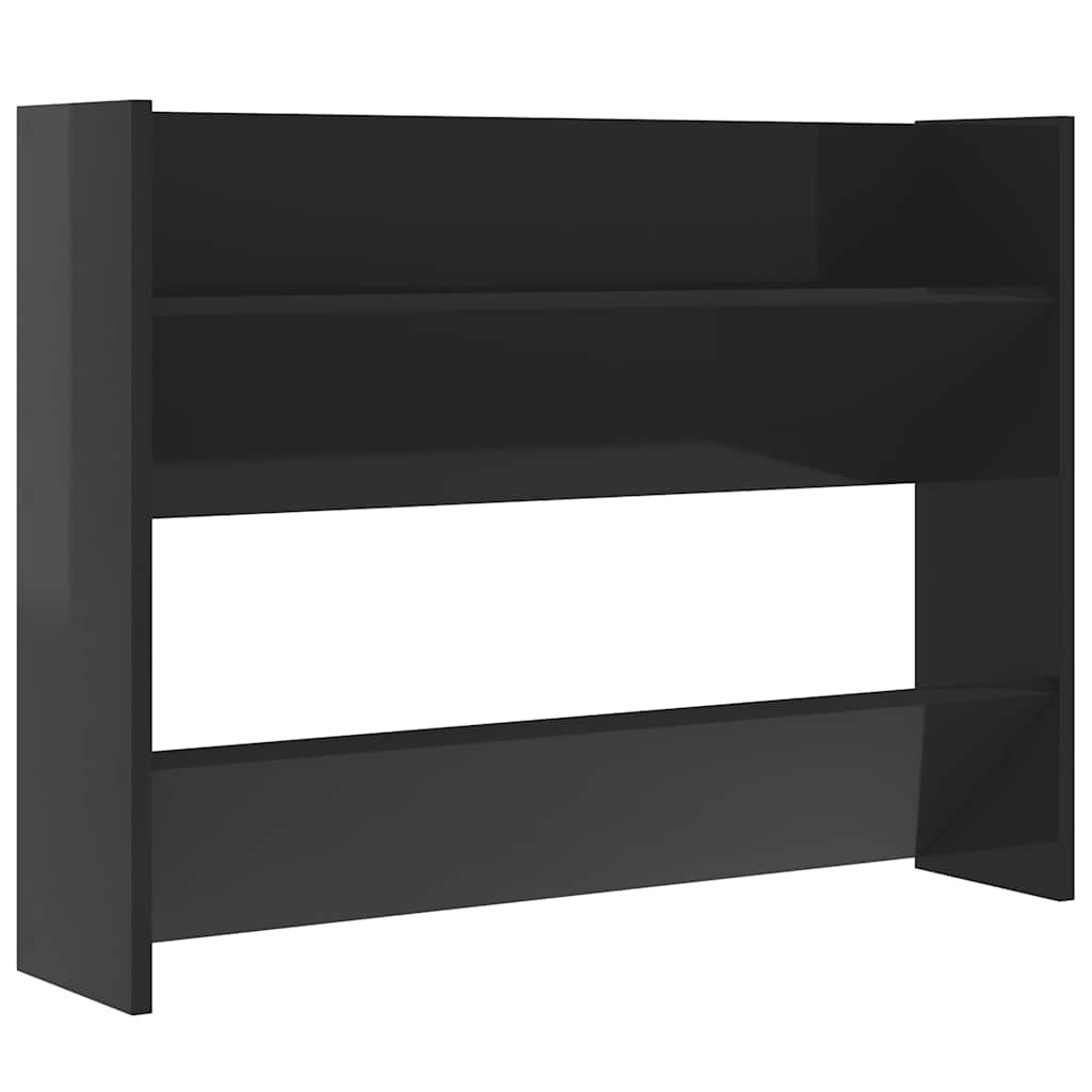 vidaXL Nástěnný botník černý vysoký lesk 80x18x60 cm kompozitní dřevo