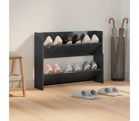 vidaXL Wandschoenenkast 80x18x60 cm bewerkt hout hoogglans zwart