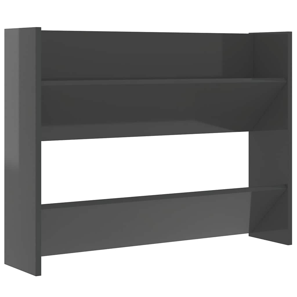 vidaXL Nástěnný botník šedý vysoký lesk 80x18x60 cm kompozitní dřevo