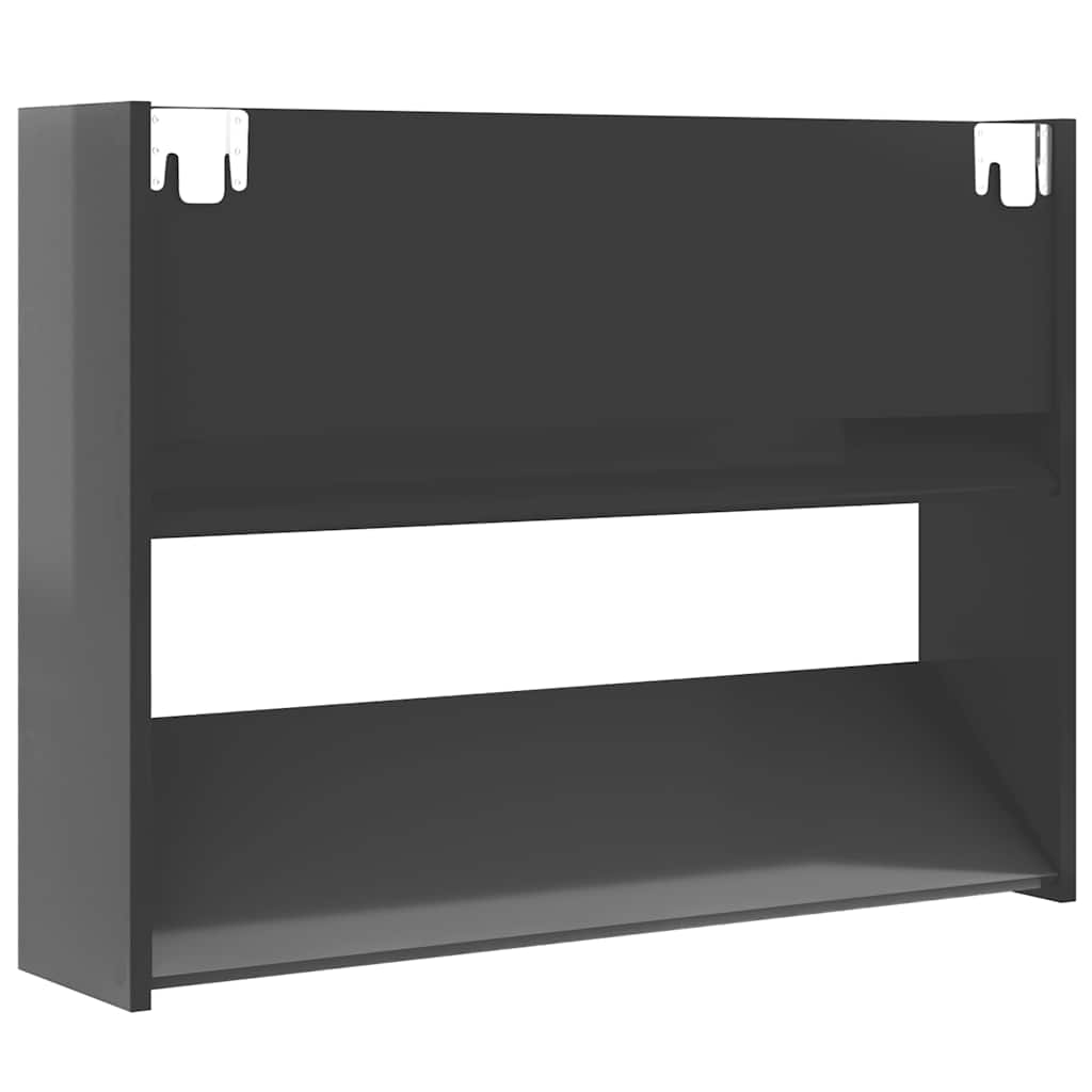 Stenska omara za čevlje visok sijaj siva 80x18x60 cm iverna pl. - slika 7