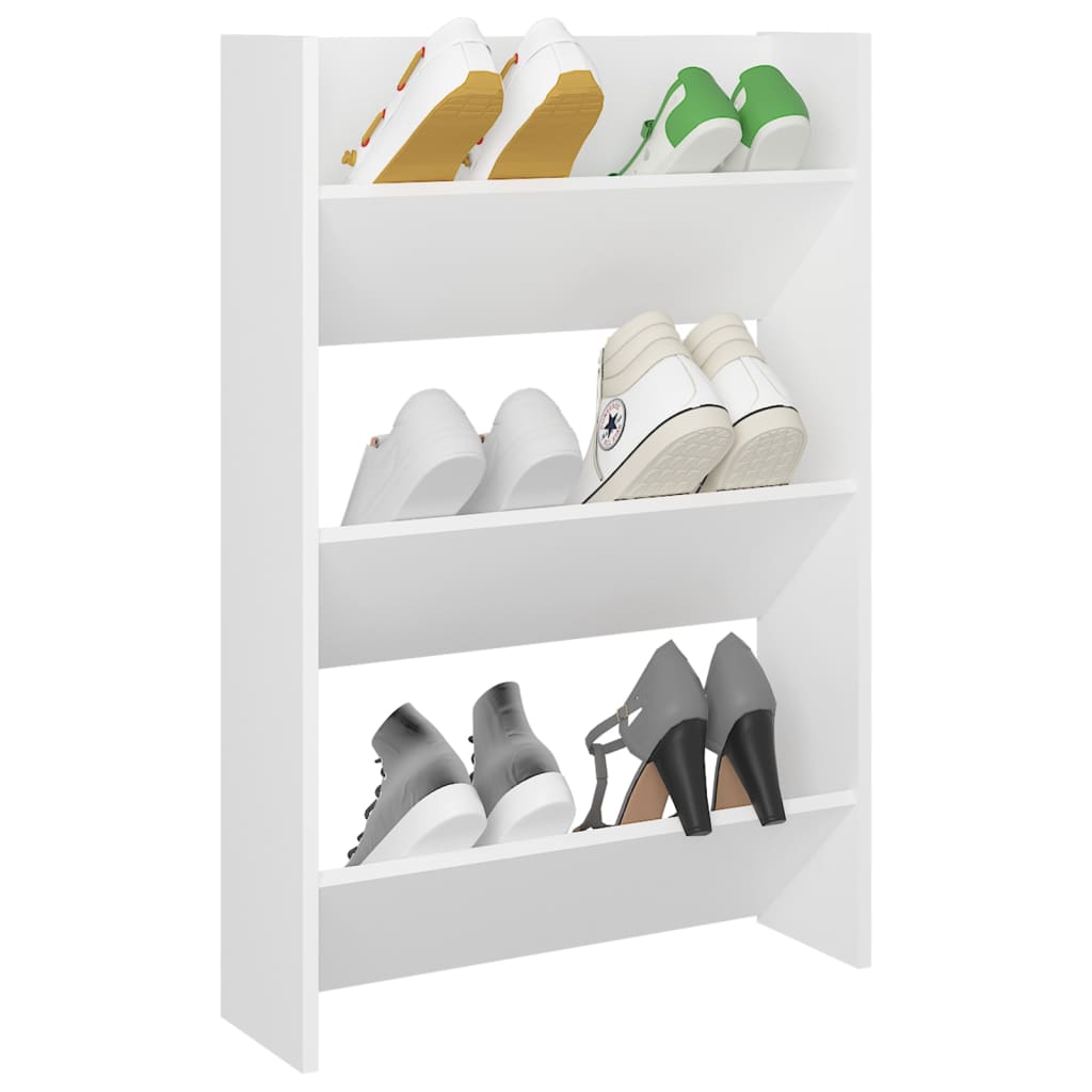 vidaXL Wandschoenenkast 60x18x90 cm spaanplaat wit