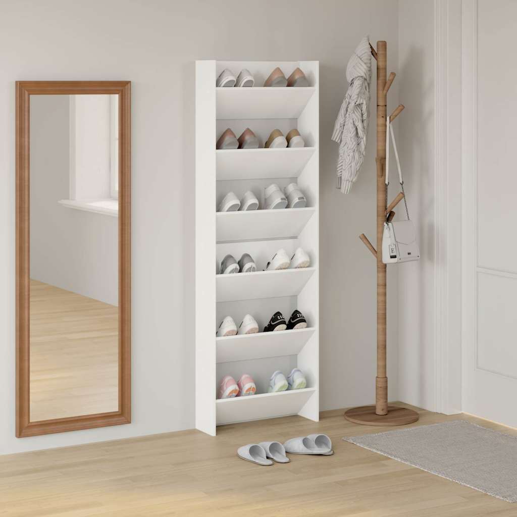 Thumbnail - vidaXL Wand-Schuhschränke 2 Stk. Weiß 60x18x90 cm Holzwerkstoff