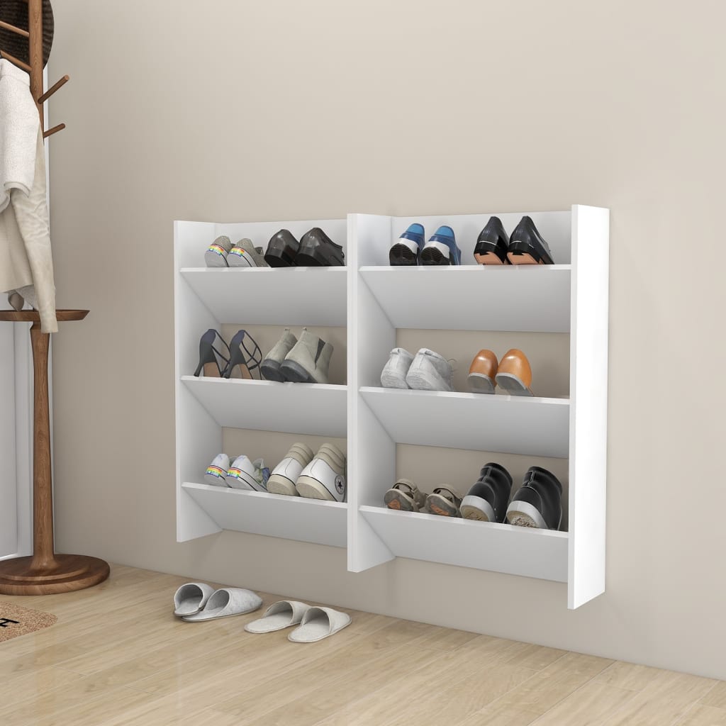 vidaXL Pki cienne na buty, 2 szt., biae, 60x18x90 cm, pyta
