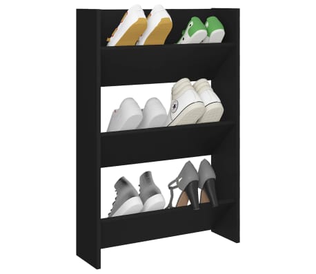 vidaXL Wall Shoe Cabinet Black 60x18x90 cm Engineered Wood