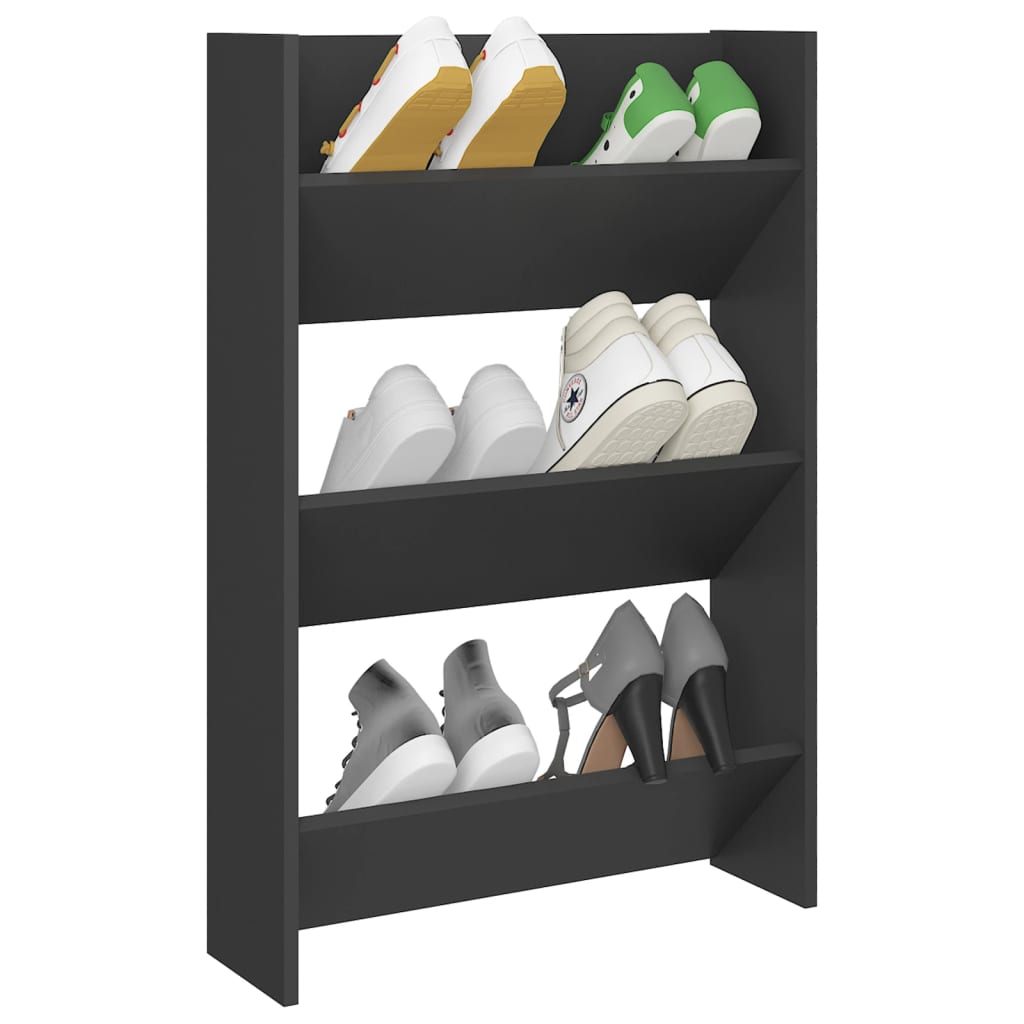 

vidaXL Wandschoenenkast 60x18x90 cm spaanplaat grijs