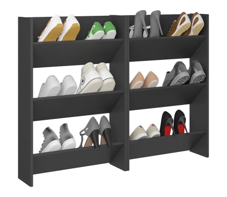 vidaXL Veggskoskap 2 stk gr&aring; 60x18x90 cm konstruert tre