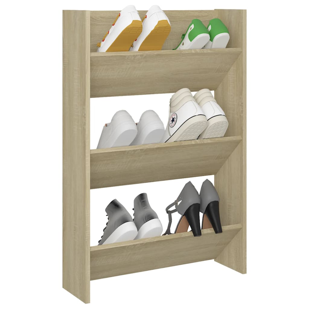 vidaXL Wandschoenenkast 60x18x90 cm spaanplaat sonoma eikenkleurig