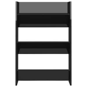 Nástěnný botník černý vysoký lesk 60x18x90 cm kompozitní dřevo - obrázek 4