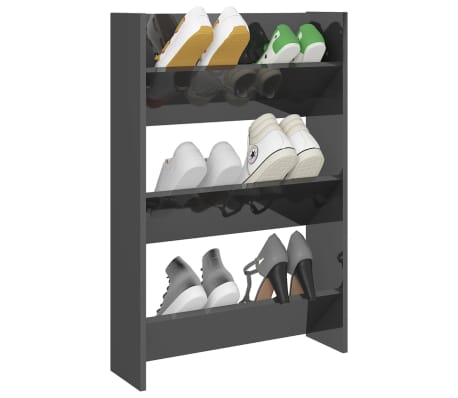 vidaXL Veggskoskap h&oslash;yglans gr&aring; 60x18x90 cm konstruert tre