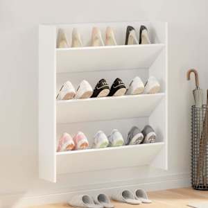 Stenska omara za čevlje bela 80x18x90 cm iverna plošča