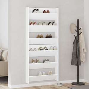 vidaXL Armoires &agrave; chaussures murales 2 pcs Blanc 80x18x90 cm Agglom&eacute;r&eacute;