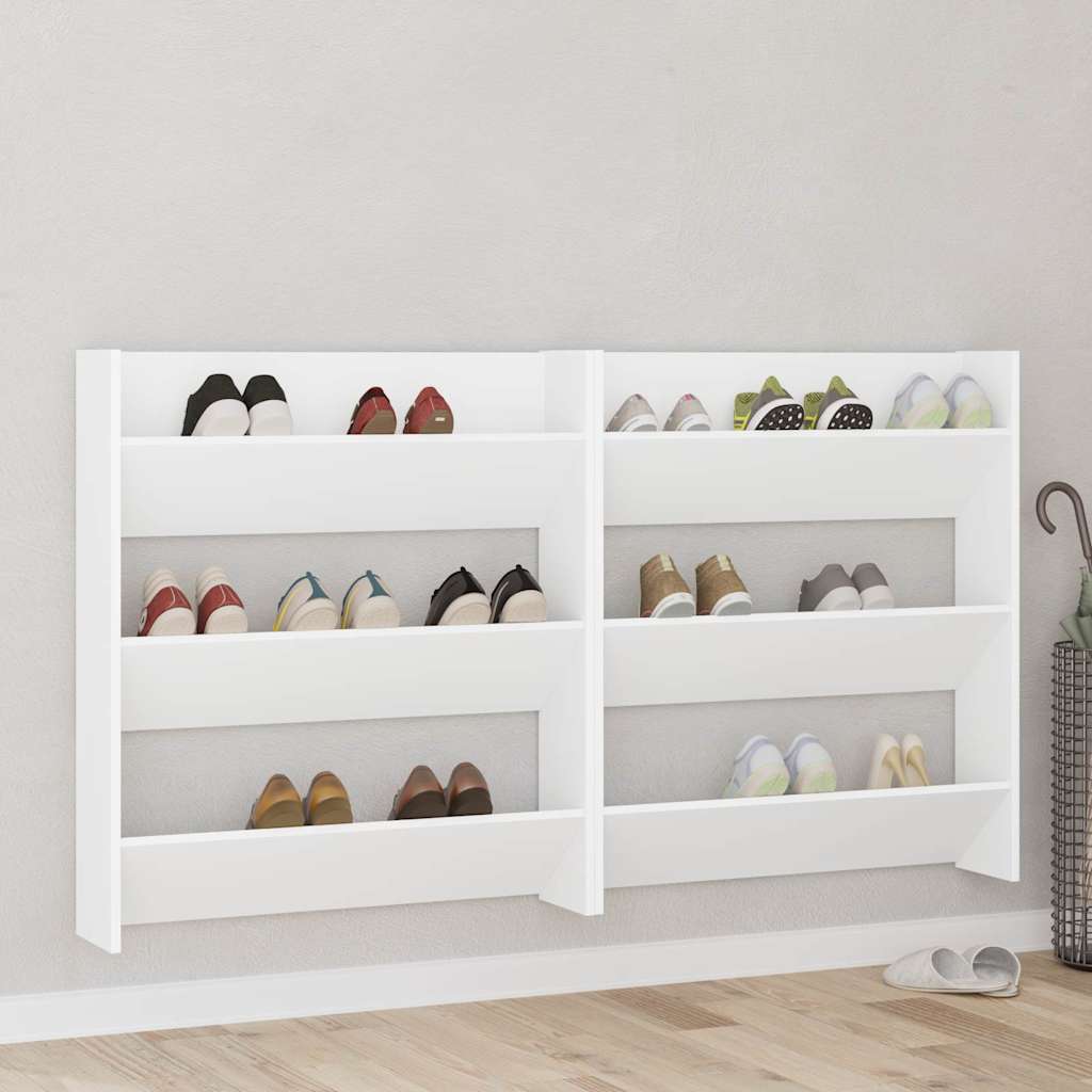 vidaXL Pantofare de perete, 2 buc., alb, 80x18x90 cm, PAL