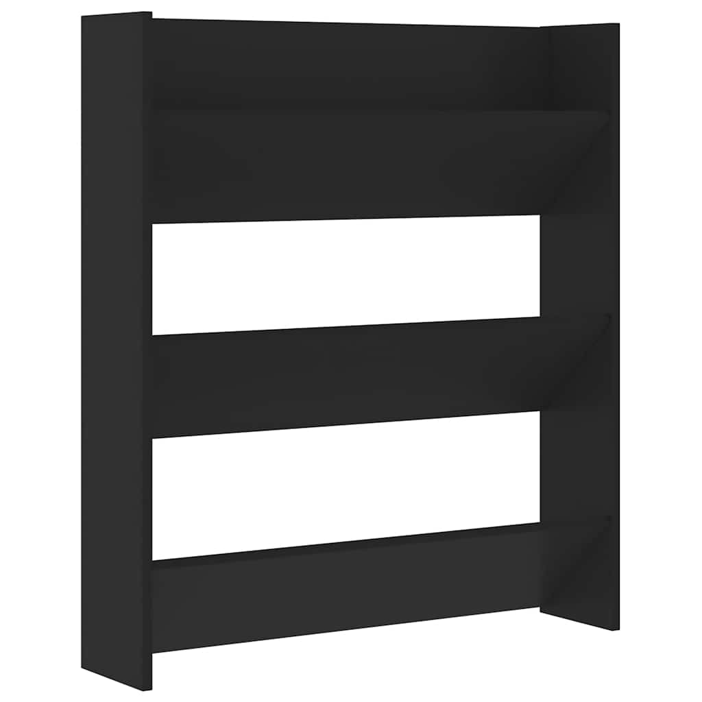 E-shop vidaXL Nástenná skrinka na topánky, čierna 80x18x90cm kompozitné drevo